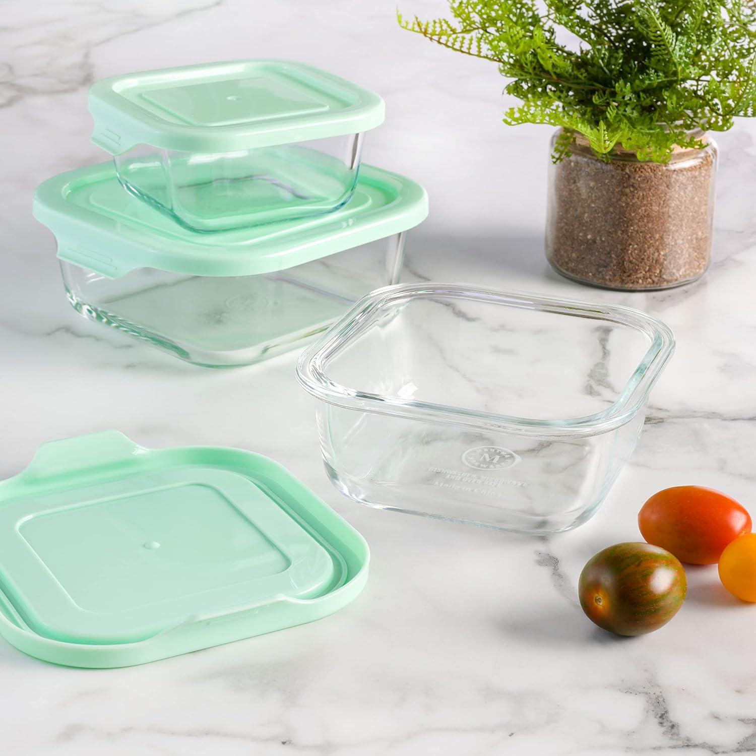 imageMartha Stewart Langstaff 6 Piece 92 oz 60 oz 26 oz Stackable Rectangular Container Set wMartha Blue LidSquare 27oz 176oz 108oz