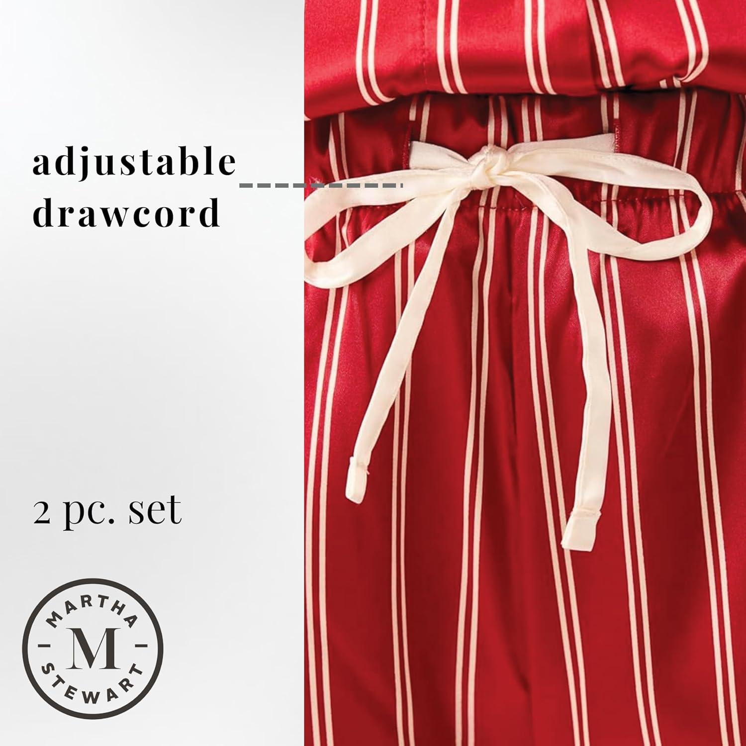 imageMartha Stewart Sleepwear for Women Silky Satin 2Piece Long Sleeve Notch Collar Pajama Set Sleek Soft amp Alluring