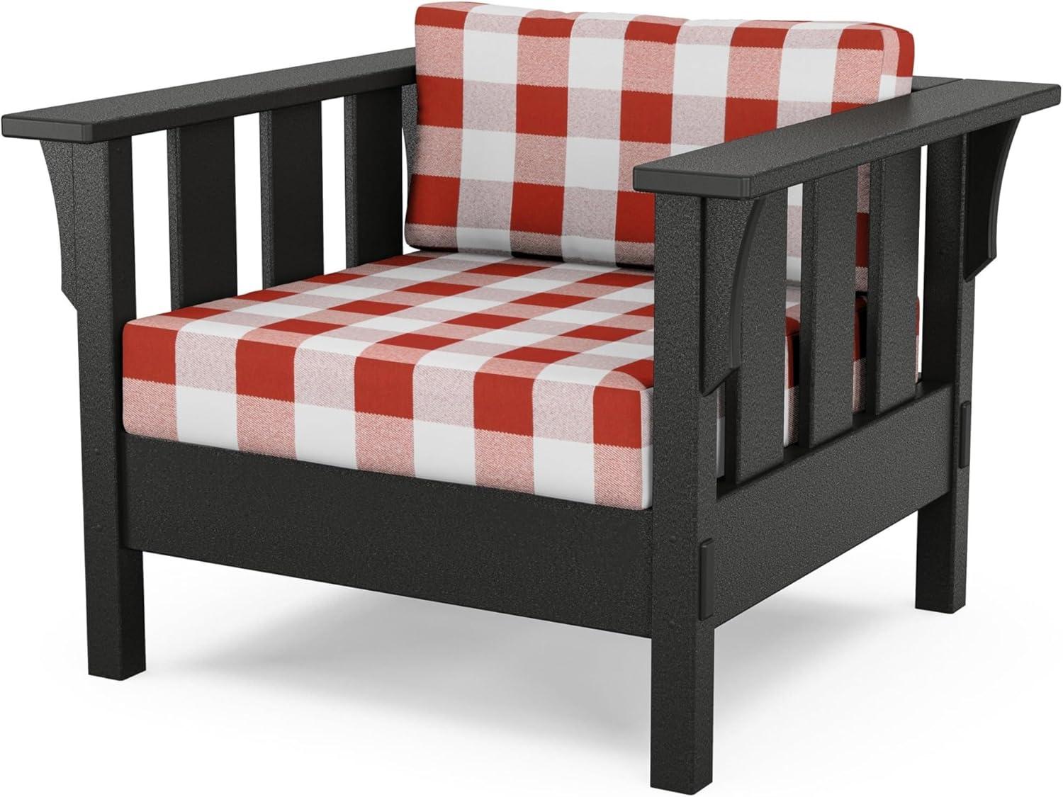imageMartha Stewart by POLYWOOD Acadia 4Piece Deep Seating Set with Sofa in Black Sky BlueBuffalo Plaid Crimson