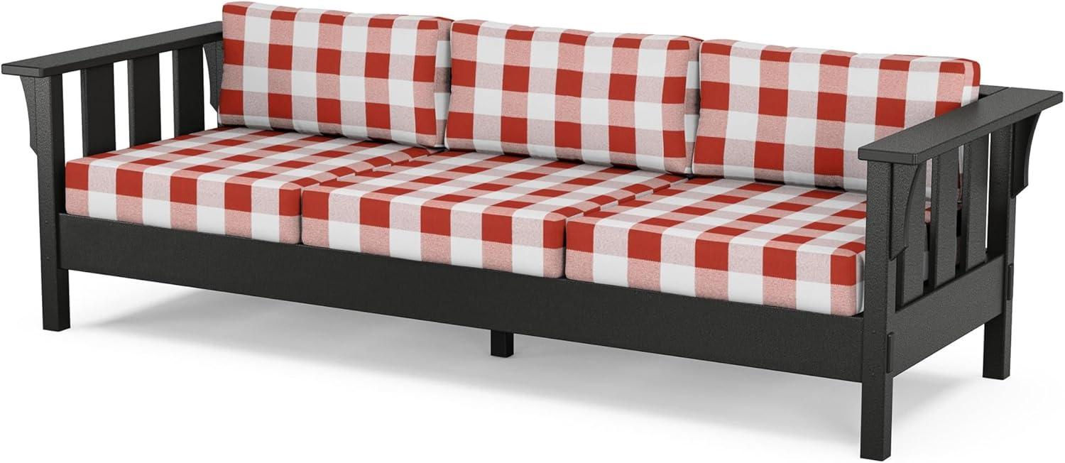imageMartha Stewart by POLYWOOD Acadia 4Piece Deep Seating Set with Sofa in Black Sky BlueBuffalo Plaid Crimson