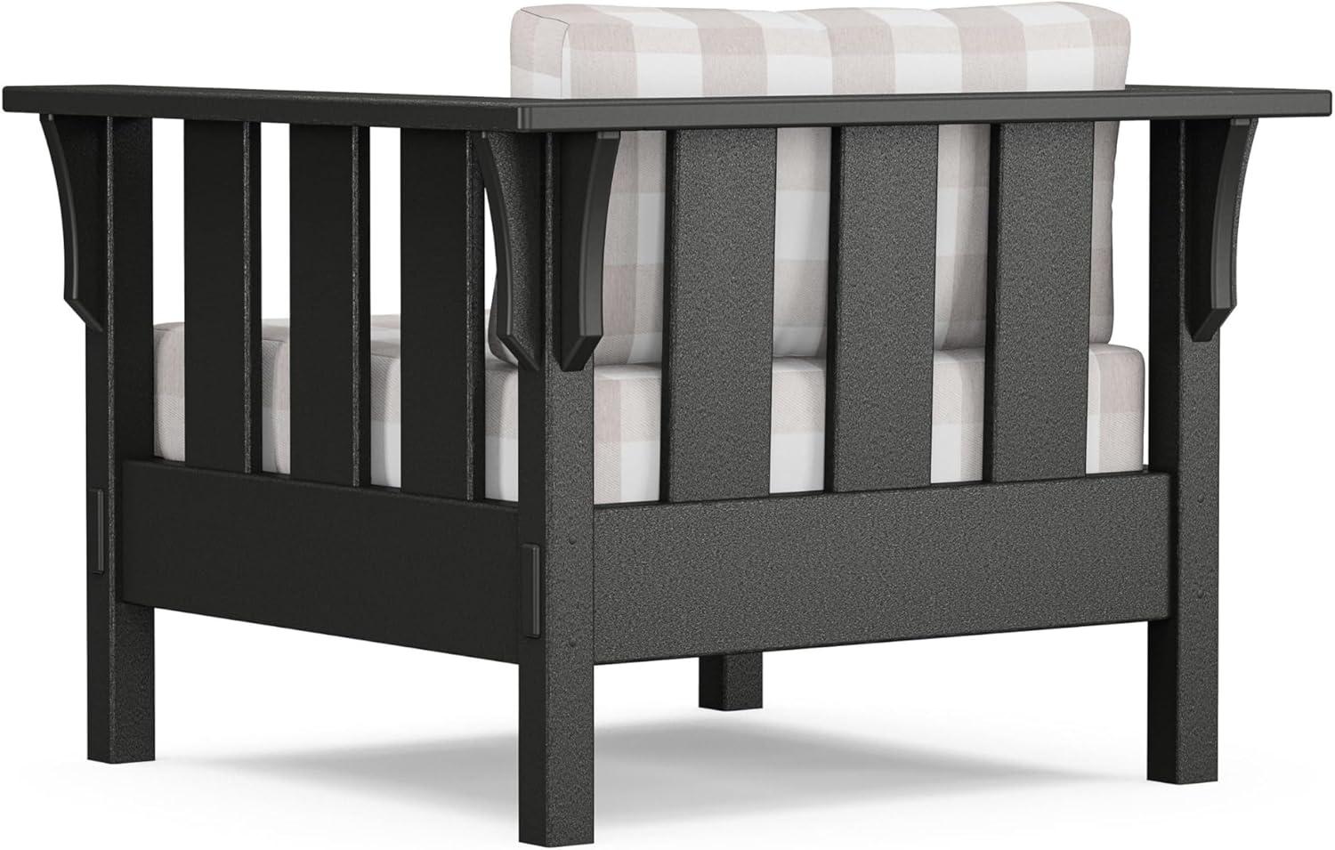 imageMartha Stewart by POLYWOOD Acadia 4Piece Deep Seating Set with Sofa in Black Sky BlueBuffalo Plaid Dune Burlap