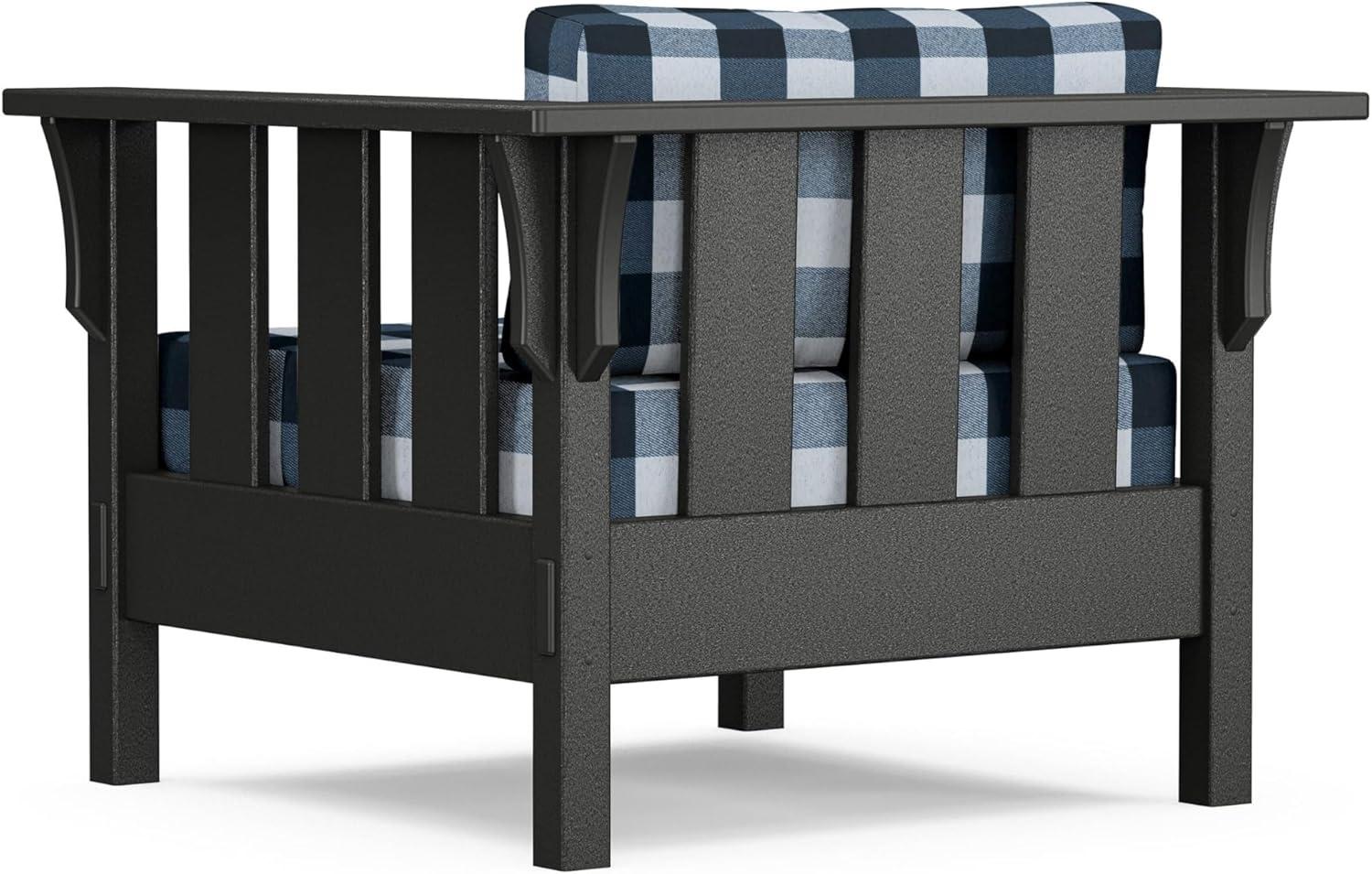 imageMartha Stewart by POLYWOOD Acadia 4Piece Deep Seating Set with Sofa in Black Sky BlueBuffalo Plaid Marine Indigo