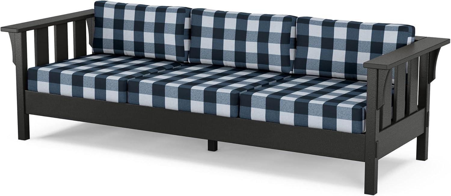 imageMartha Stewart by POLYWOOD Acadia 4Piece Deep Seating Set with Sofa in Black Sky BlueBuffalo Plaid Marine Indigo