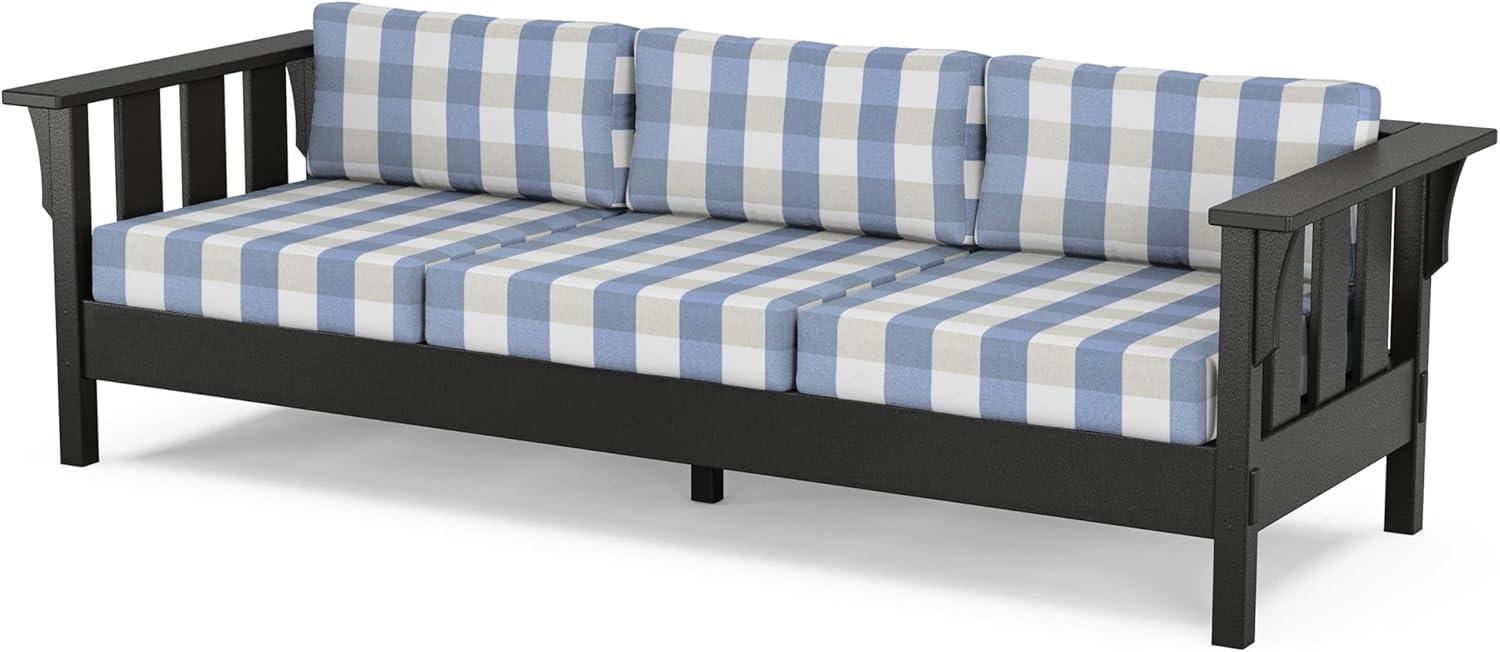 imageMartha Stewart by POLYWOOD Acadia 4Piece Deep Seating Set with Sofa in Black Sky BlueBuffalo Plaid Sky Blue