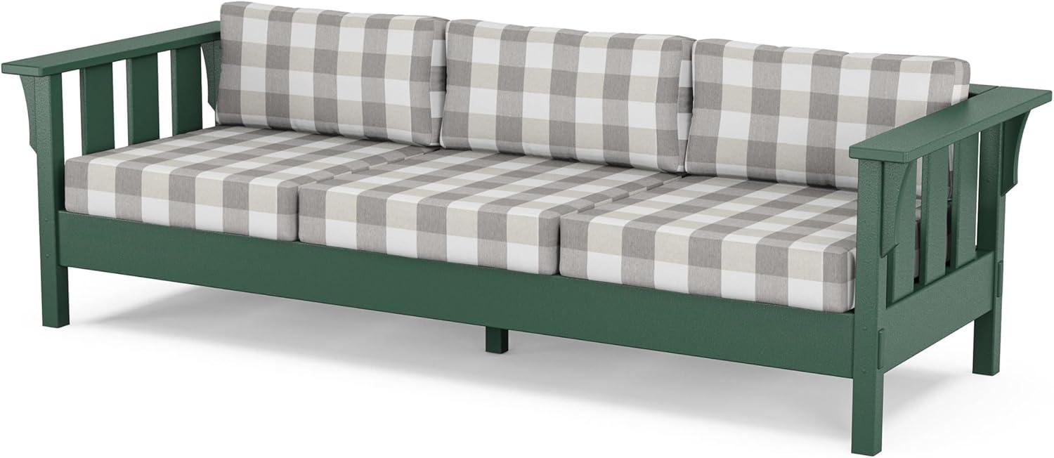 imageMartha Stewart by POLYWOOD Acadia 4Piece Deep Seating Set with Sofa in Green Buffalo Plaid Grey MistBuffalo Plaid Grey Mist