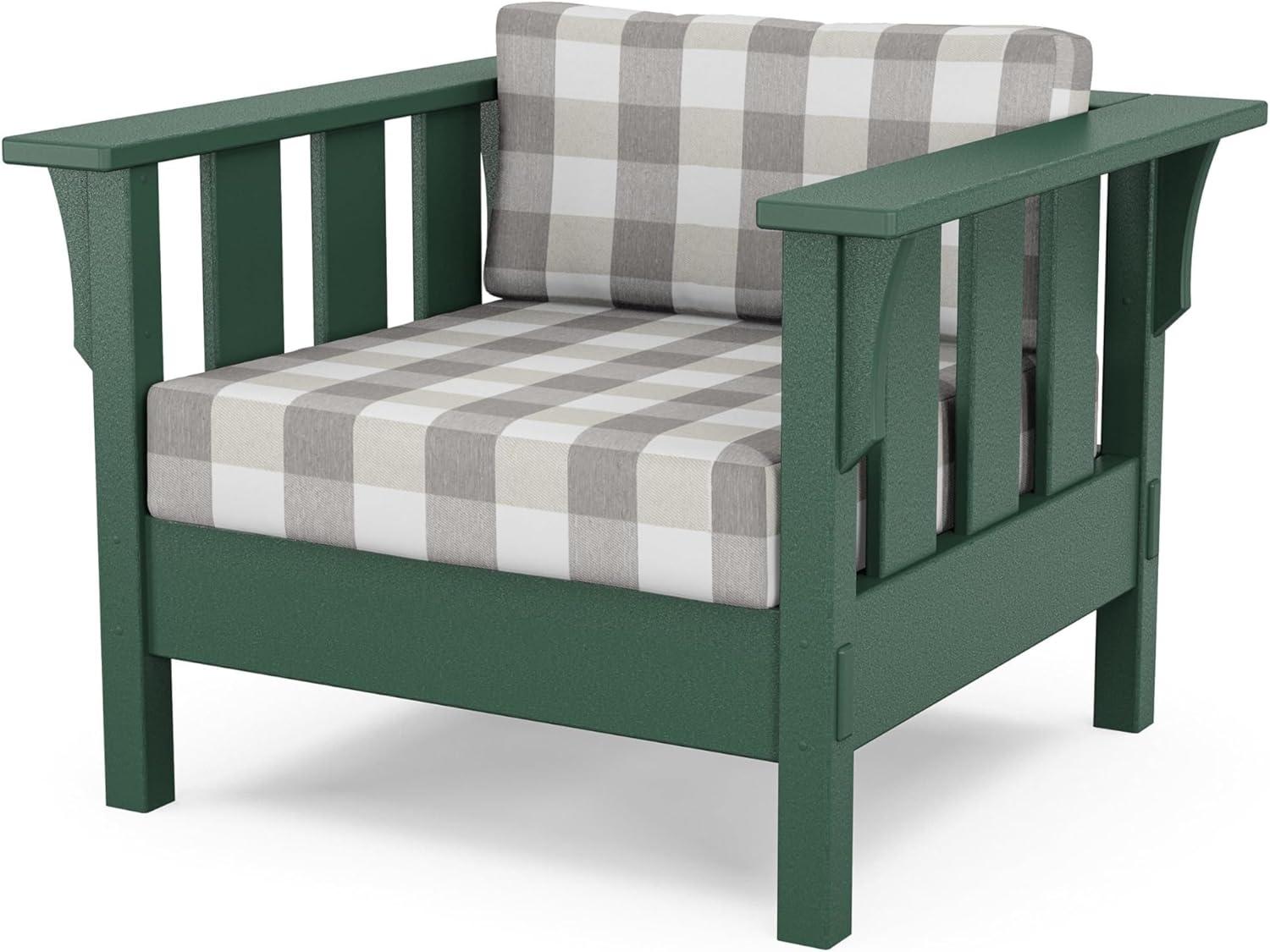imageMartha Stewart by POLYWOOD Acadia 4Piece Deep Seating Set with Sofa in Green Buffalo Plaid Grey MistBuffalo Plaid Grey Mist