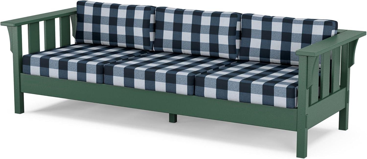 imageMartha Stewart by POLYWOOD Acadia 4Piece Deep Seating Set with Sofa in Green Buffalo Plaid Grey MistBuffalo Plaid Marine Indigo