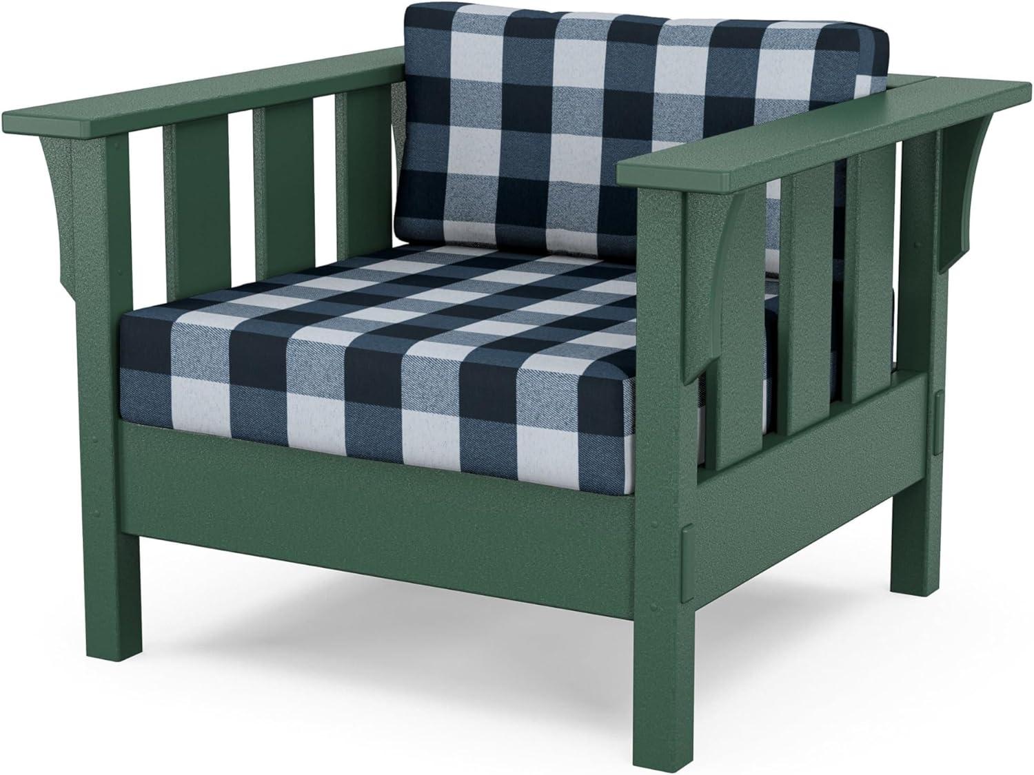 imageMartha Stewart by POLYWOOD Acadia 4Piece Deep Seating Set with Sofa in Green Buffalo Plaid Grey MistBuffalo Plaid Marine Indigo