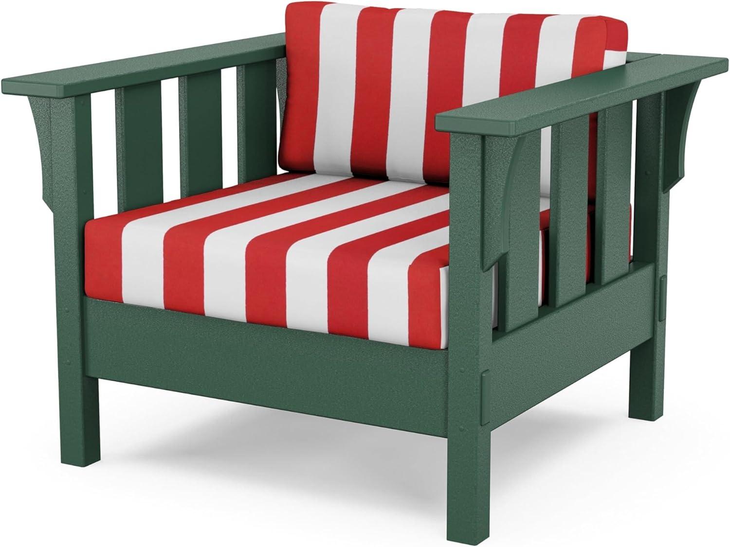 imageMartha Stewart by POLYWOOD Acadia 4Piece Deep Seating Set with Sofa in Green Buffalo Plaid Grey MistCabana Stripe Crimson