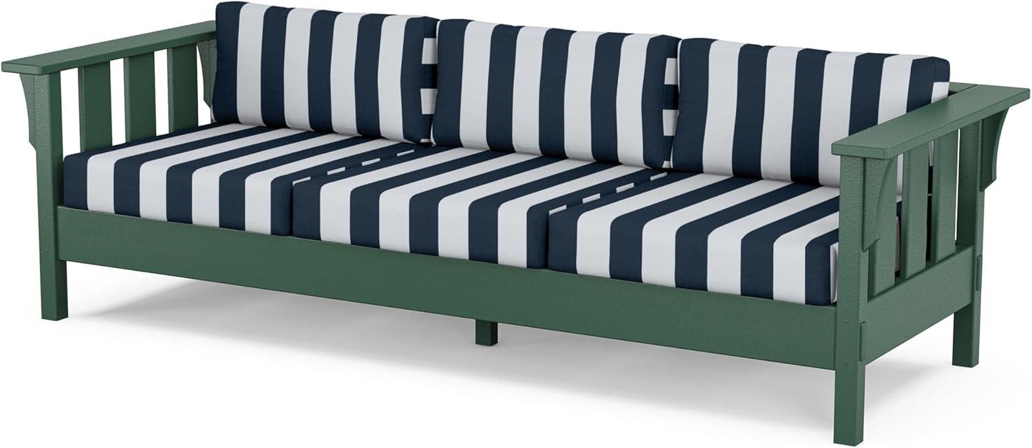 imageMartha Stewart by POLYWOOD Acadia 4Piece Deep Seating Set with Sofa in Green Buffalo Plaid Grey MistCabana Stripe Marine Indigo