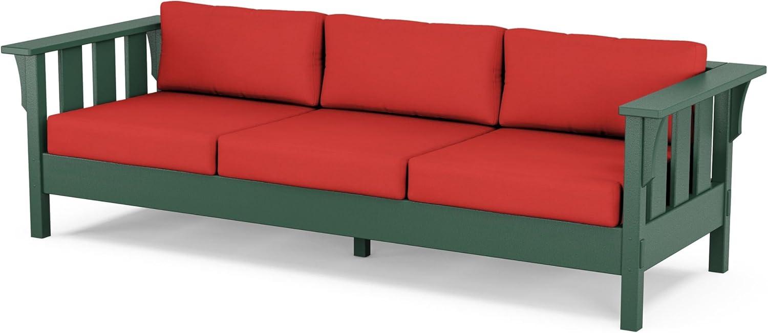 imageMartha Stewart by POLYWOOD Acadia 4Piece Deep Seating Set with Sofa in Green Buffalo Plaid Grey MistCrimson Linen