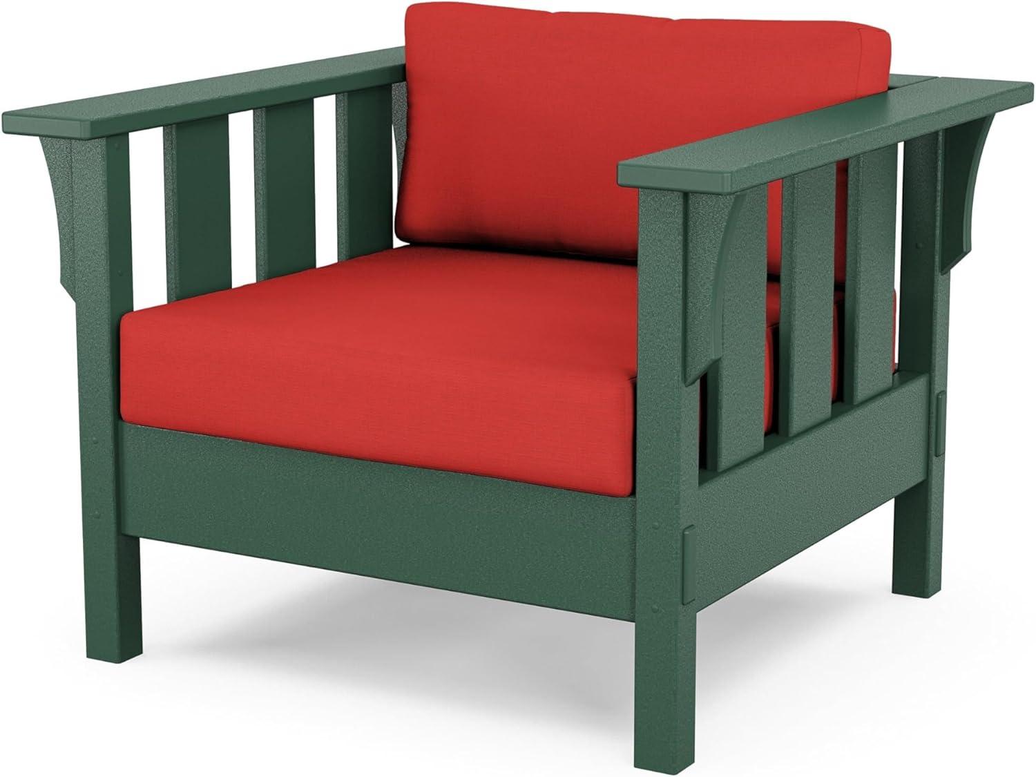 imageMartha Stewart by POLYWOOD Acadia 4Piece Deep Seating Set with Sofa in Green Buffalo Plaid Grey MistCrimson Linen