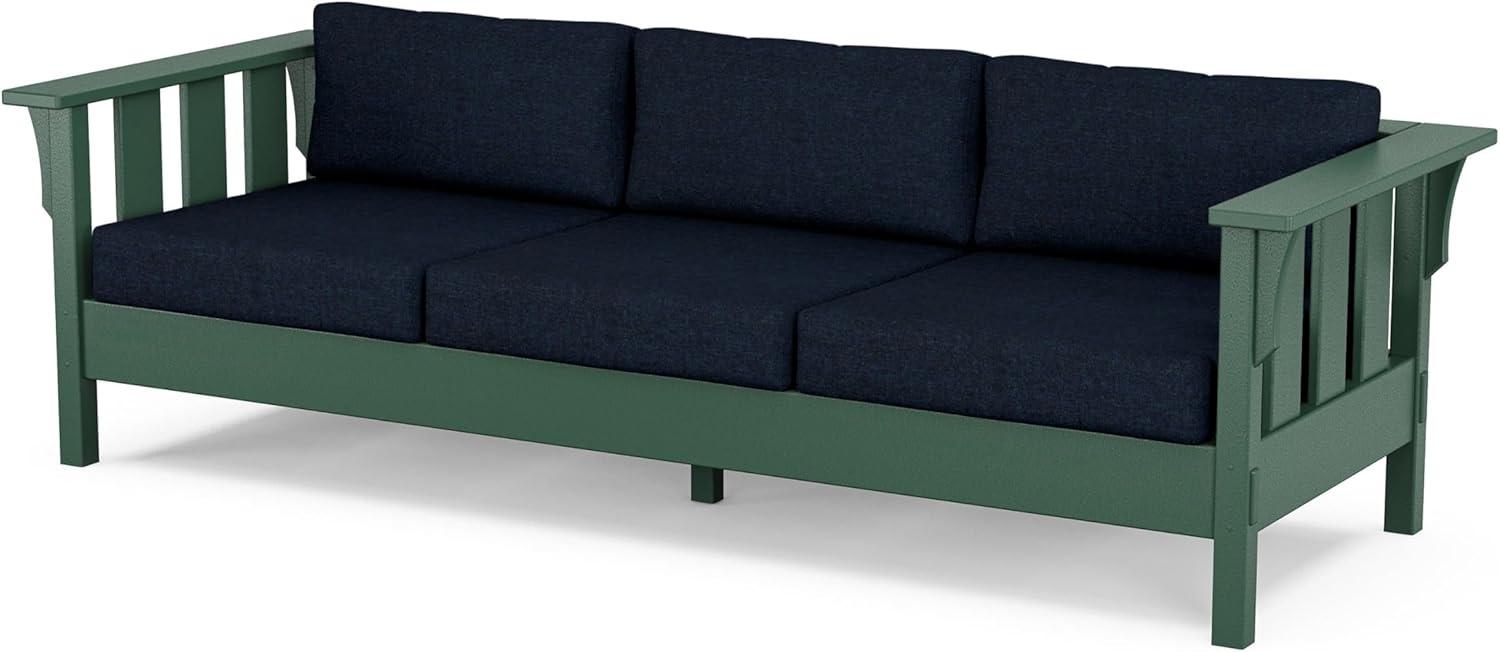 imageMartha Stewart by POLYWOOD Acadia 4Piece Deep Seating Set with Sofa in Green Buffalo Plaid Grey MistMarine Indigo
