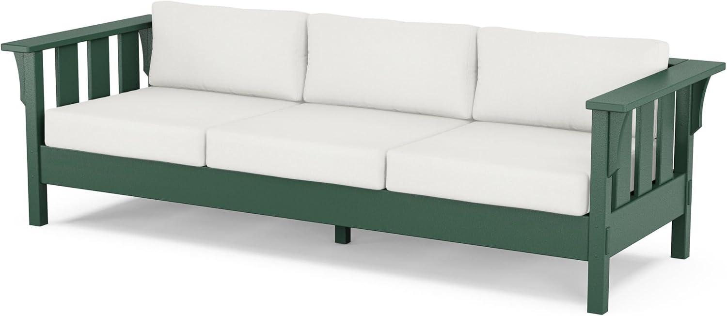 imageMartha Stewart by POLYWOOD Acadia 4Piece Deep Seating Set with Sofa in Green Buffalo Plaid Grey MistNatural Linen