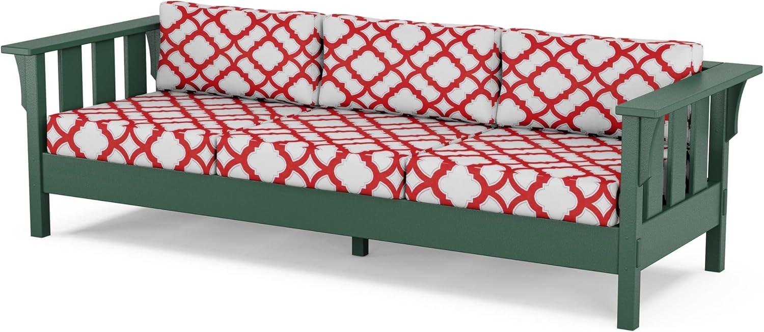 imageMartha Stewart by POLYWOOD Acadia 4Piece Deep Seating Set with Sofa in Green Buffalo Plaid Grey MistTrellis Crimson
