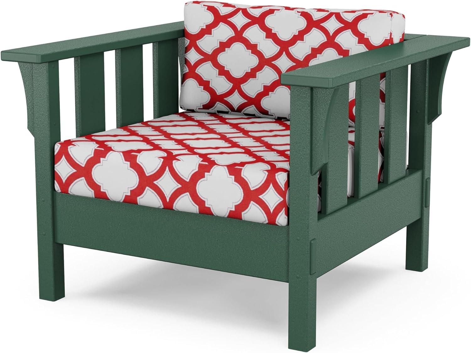 imageMartha Stewart by POLYWOOD Acadia 4Piece Deep Seating Set with Sofa in Green Buffalo Plaid Grey MistTrellis Crimson