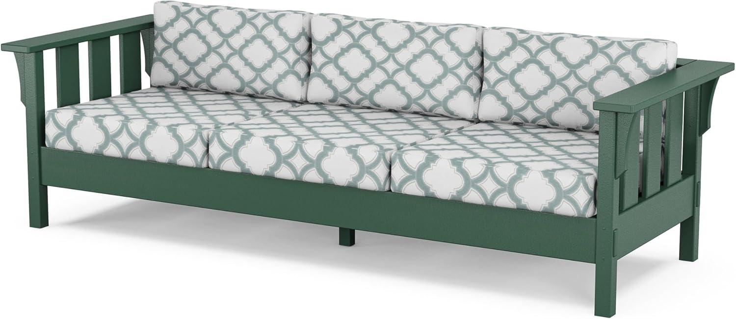 imageMartha Stewart by POLYWOOD Acadia 4Piece Deep Seating Set with Sofa in Green Buffalo Plaid Grey MistTrellis Glacier Spa