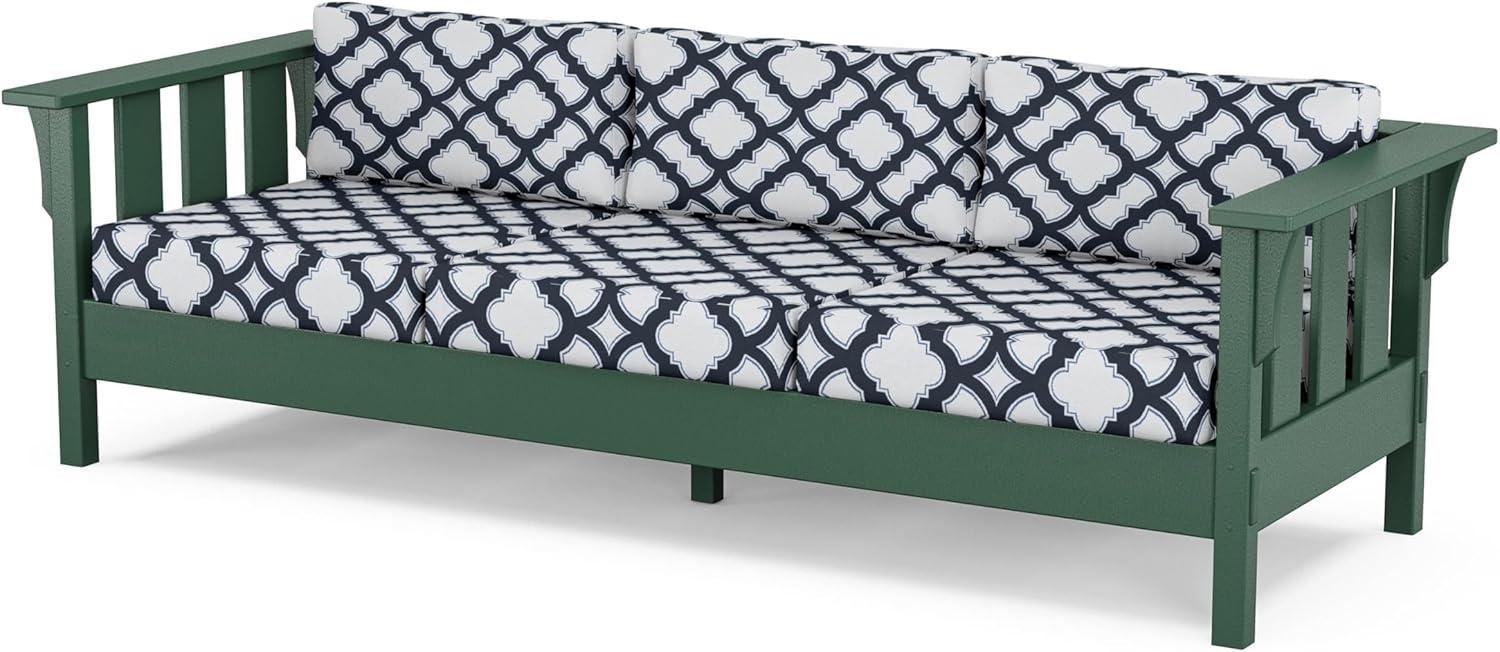 imageMartha Stewart by POLYWOOD Acadia 4Piece Deep Seating Set with Sofa in Green Buffalo Plaid Grey MistTrellis Marine Indigo