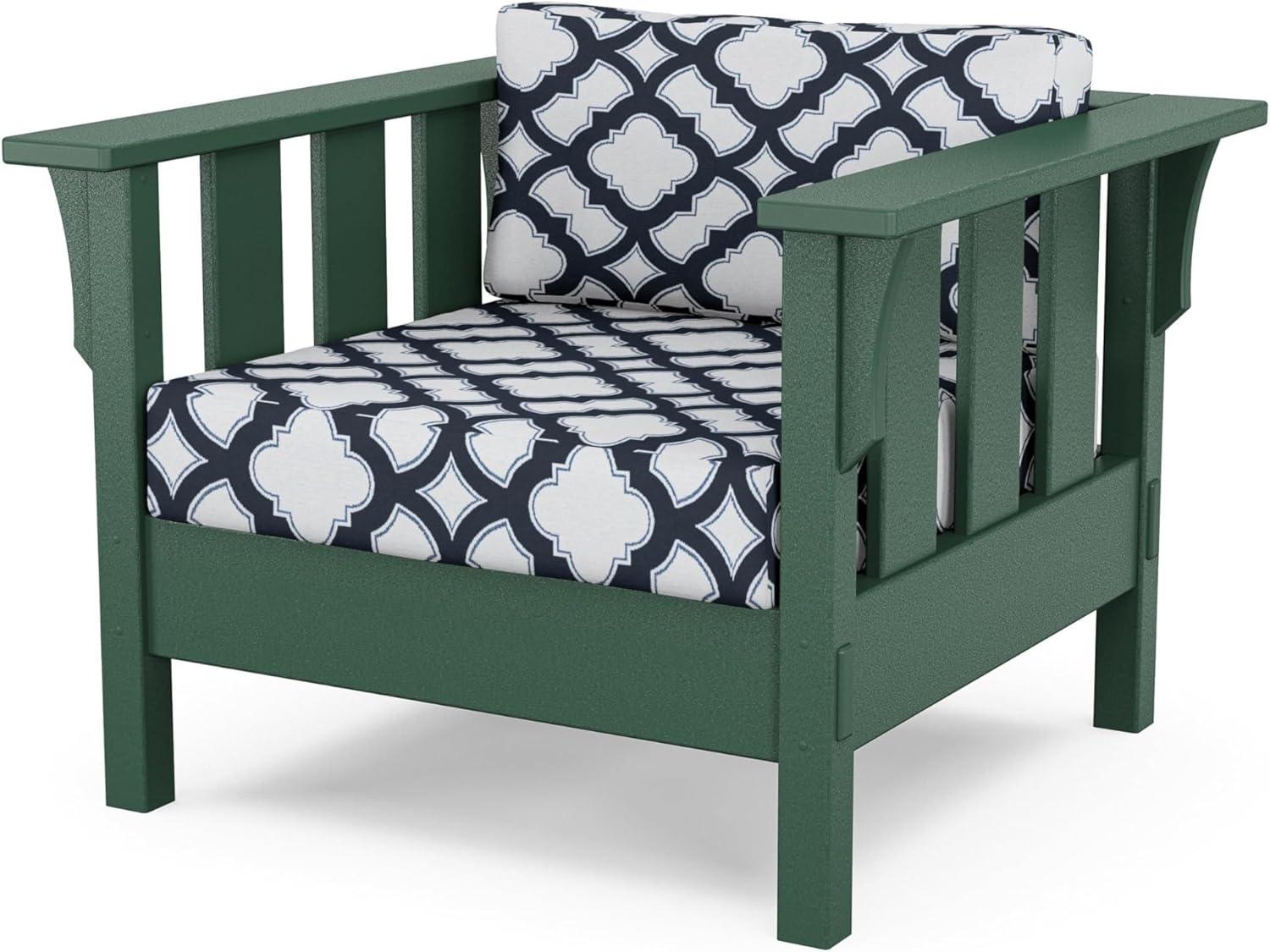 imageMartha Stewart by POLYWOOD Acadia 4Piece Deep Seating Set with Sofa in Green Buffalo Plaid Grey MistTrellis Marine Indigo