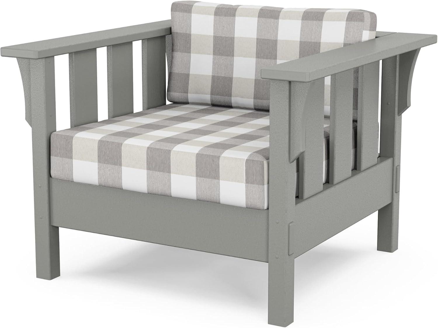 imageMartha Stewart by POLYWOOD Acadia 4Piece Deep Seating Set with Sofa in Slate Grey Ash CharcoalBuffalo Plaid Grey Mist