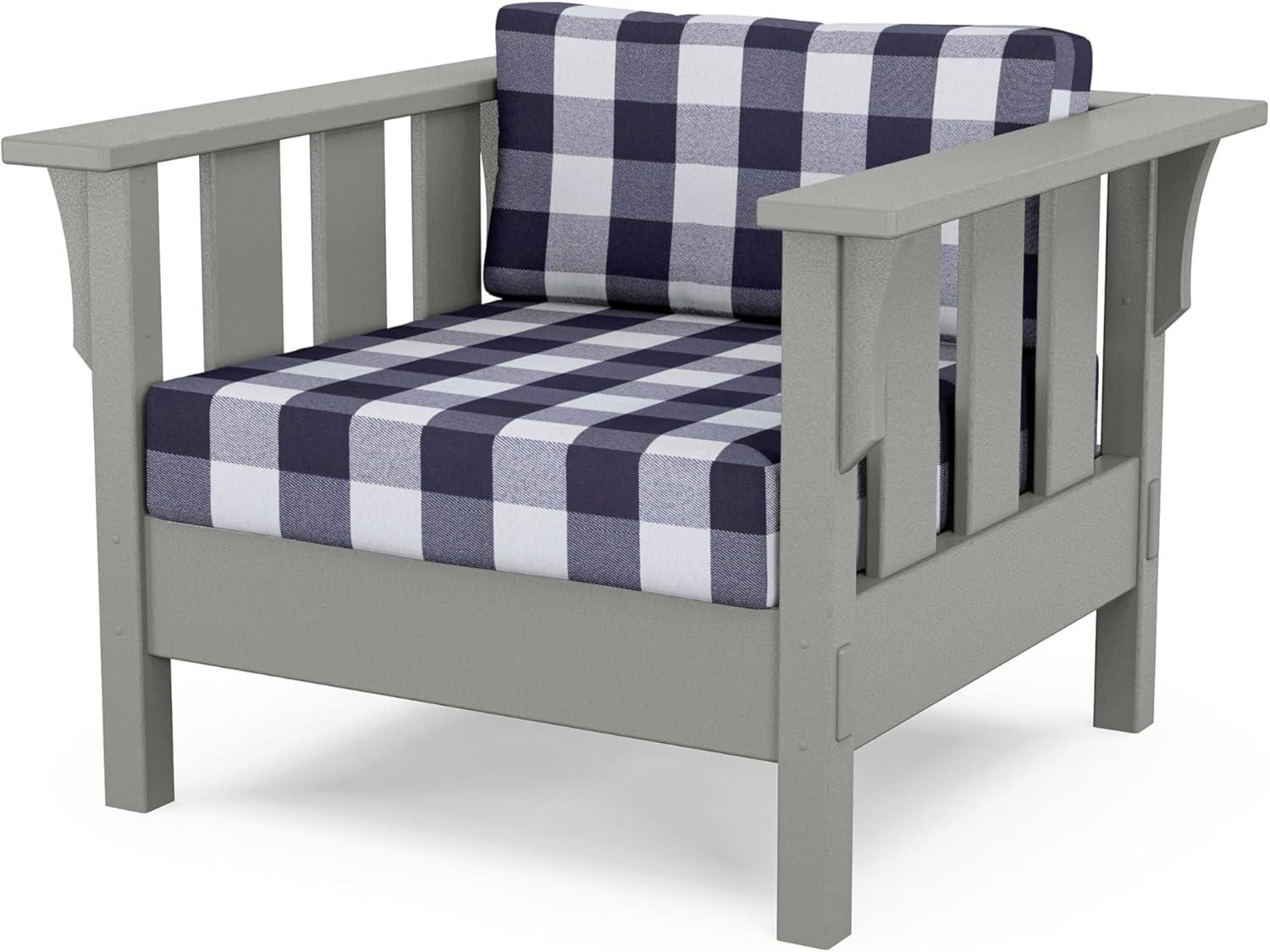 imageMartha Stewart by POLYWOOD Acadia 4Piece Deep Seating Set with Sofa in Slate Grey Ash CharcoalBuffalo Plaid Navy