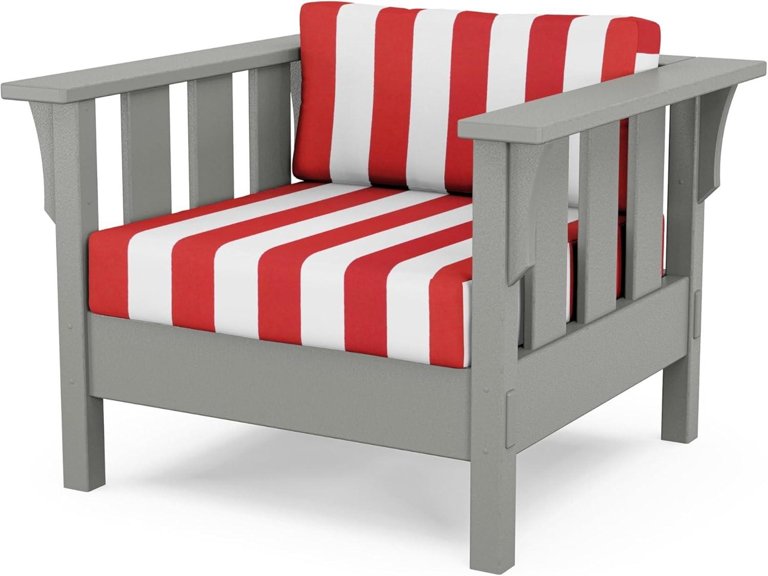 imageMartha Stewart by POLYWOOD Acadia 4Piece Deep Seating Set with Sofa in Slate Grey Ash CharcoalCabana Stripe Crimson