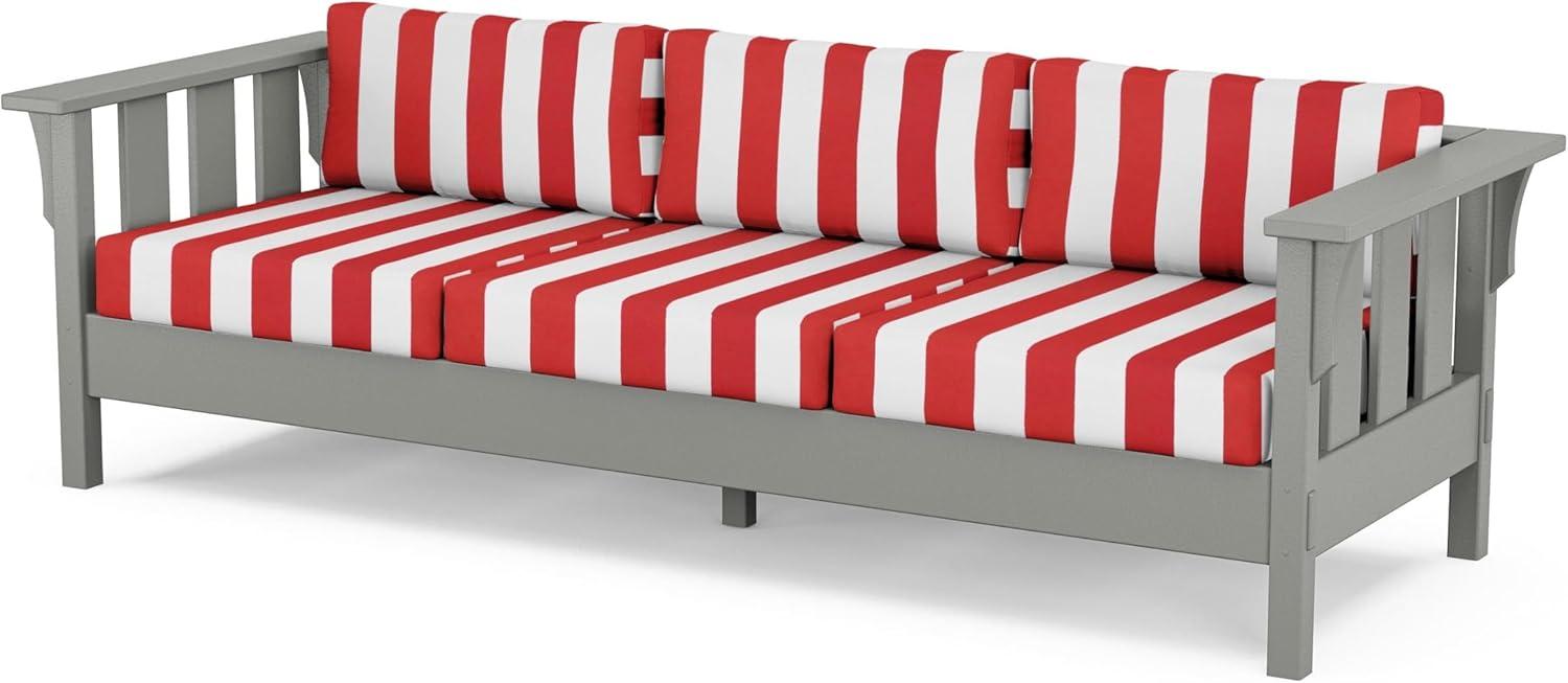 imageMartha Stewart by POLYWOOD Acadia 4Piece Deep Seating Set with Sofa in Slate Grey Ash CharcoalCabana Stripe Crimson