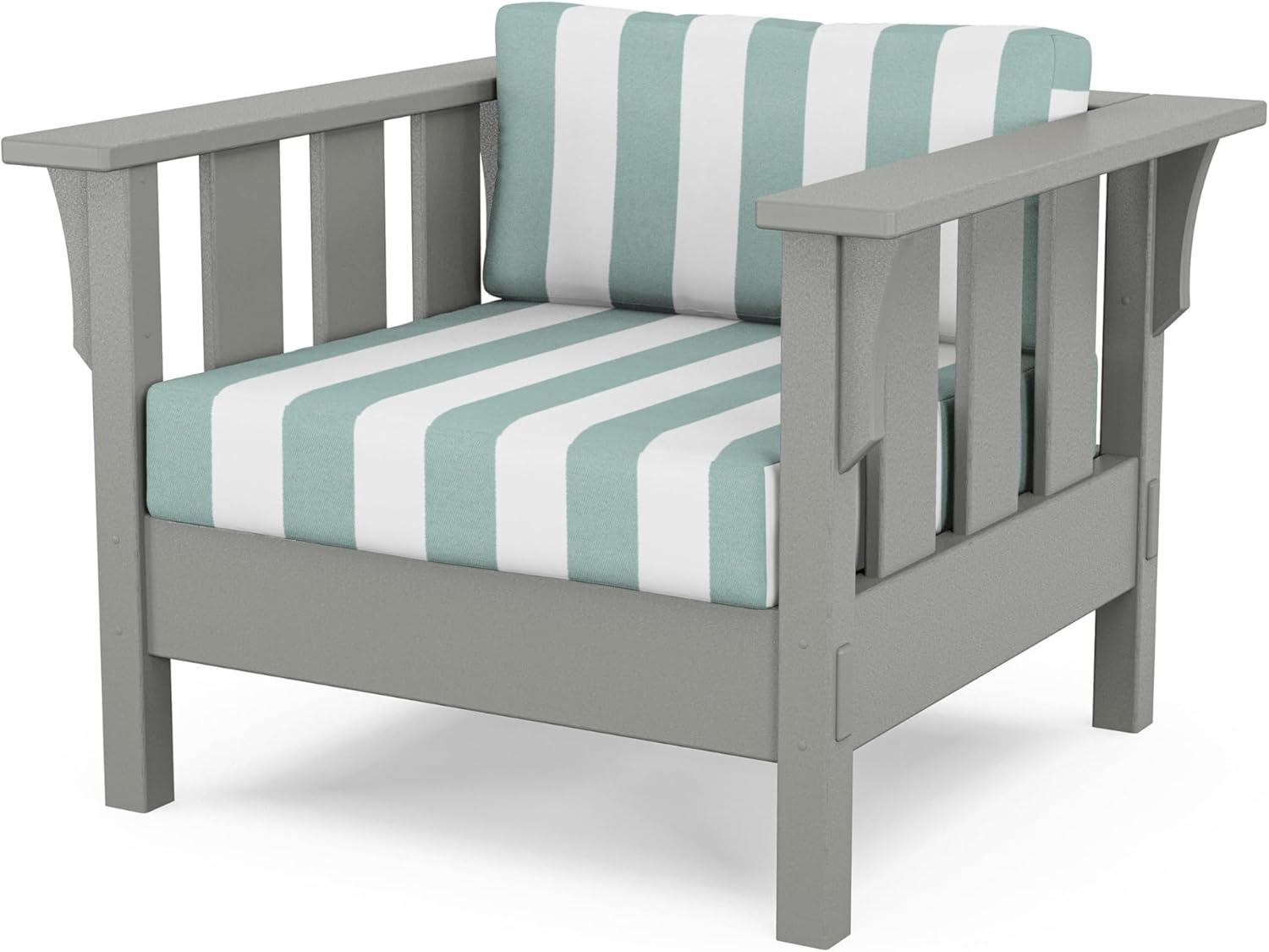 imageMartha Stewart by POLYWOOD Acadia 4Piece Deep Seating Set with Sofa in Slate Grey Ash CharcoalCabana Stripe Glacier Spa