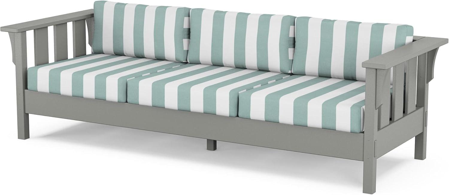 imageMartha Stewart by POLYWOOD Acadia 4Piece Deep Seating Set with Sofa in Slate Grey Ash CharcoalCabana Stripe Glacier Spa