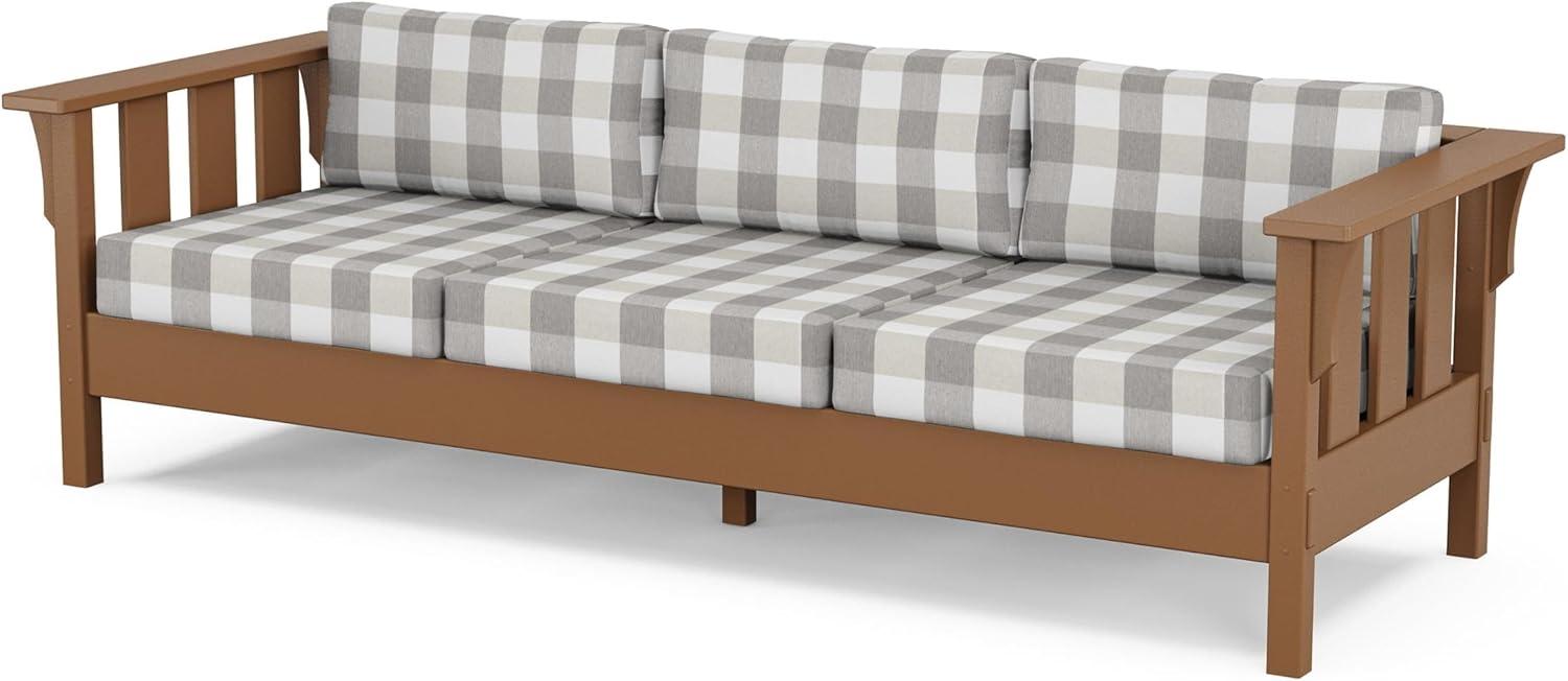imageMartha Stewart by POLYWOOD Acadia 4Piece Deep Seating Set with Sofa in Teak Dune BurlapBuffalo Plaid Grey Mist