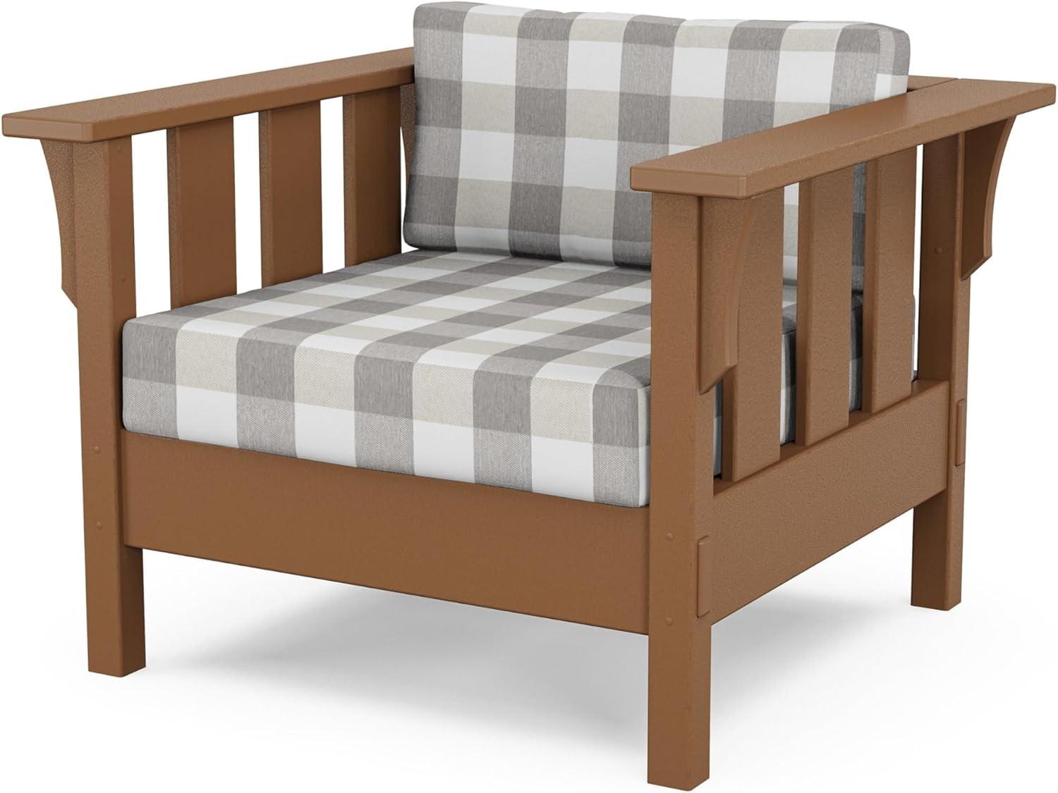imageMartha Stewart by POLYWOOD Acadia 4Piece Deep Seating Set with Sofa in Teak Dune BurlapBuffalo Plaid Grey Mist