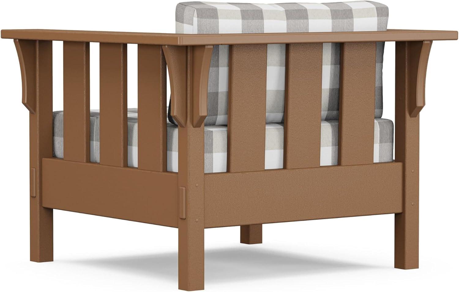 imageMartha Stewart by POLYWOOD Acadia 4Piece Deep Seating Set with Sofa in Teak Dune BurlapBuffalo Plaid Grey Mist