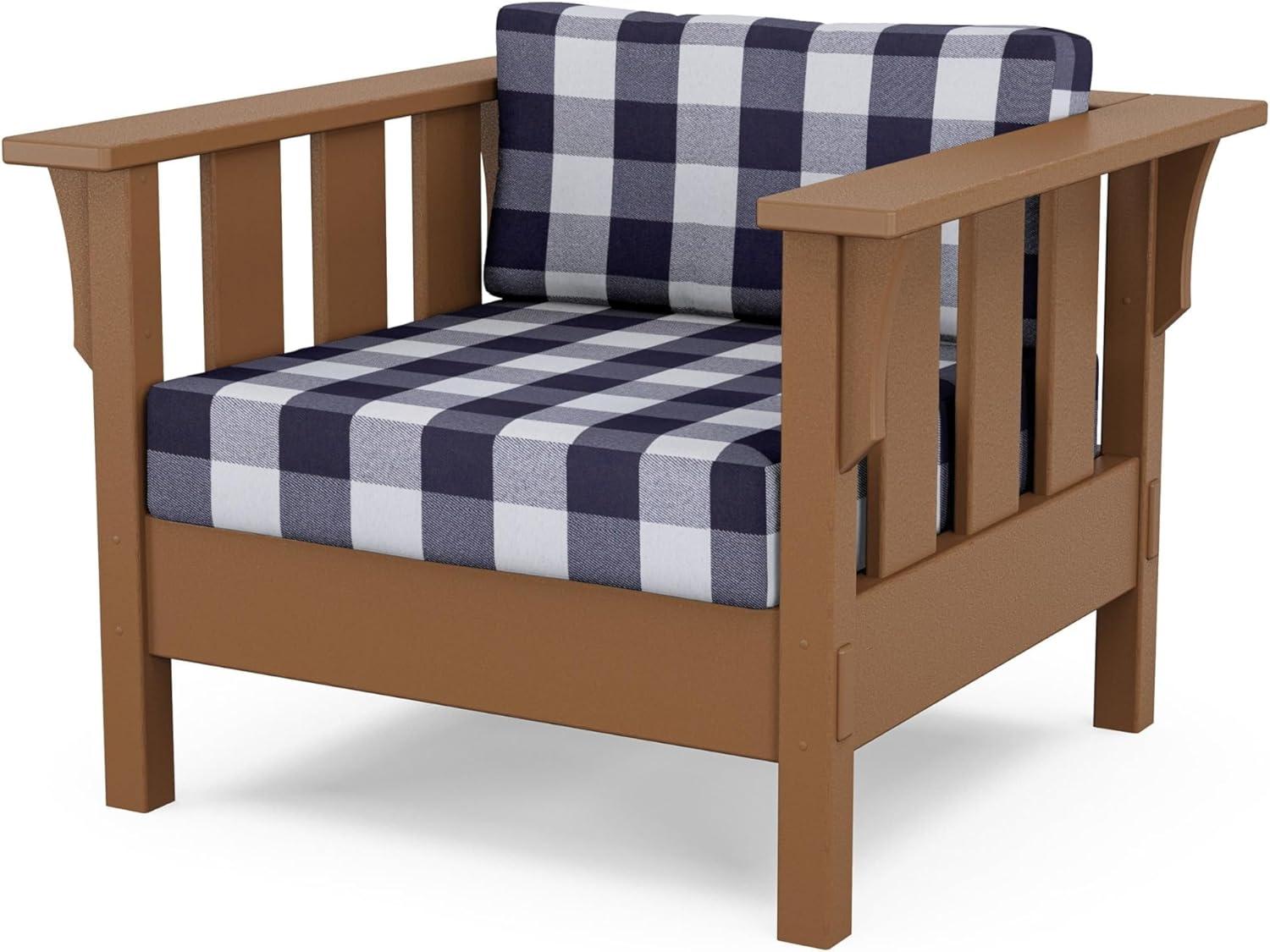 imageMartha Stewart by POLYWOOD Acadia 4Piece Deep Seating Set with Sofa in Teak Dune BurlapBuffalo Plaid Navy