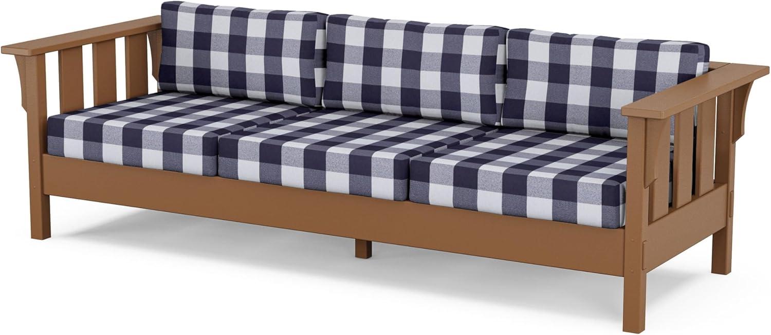 imageMartha Stewart by POLYWOOD Acadia 4Piece Deep Seating Set with Sofa in Teak Dune BurlapBuffalo Plaid Navy