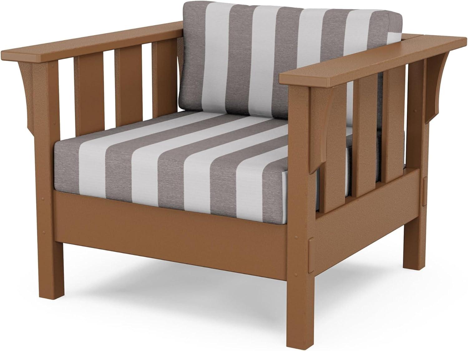 imageMartha Stewart by POLYWOOD Acadia 4Piece Deep Seating Set with Sofa in Teak Dune BurlapCabana Stripe Grey Mist