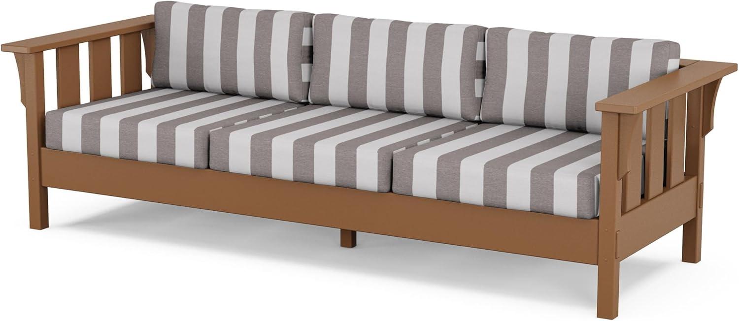 imageMartha Stewart by POLYWOOD Acadia 4Piece Deep Seating Set with Sofa in Teak Dune BurlapCabana Stripe Grey Mist