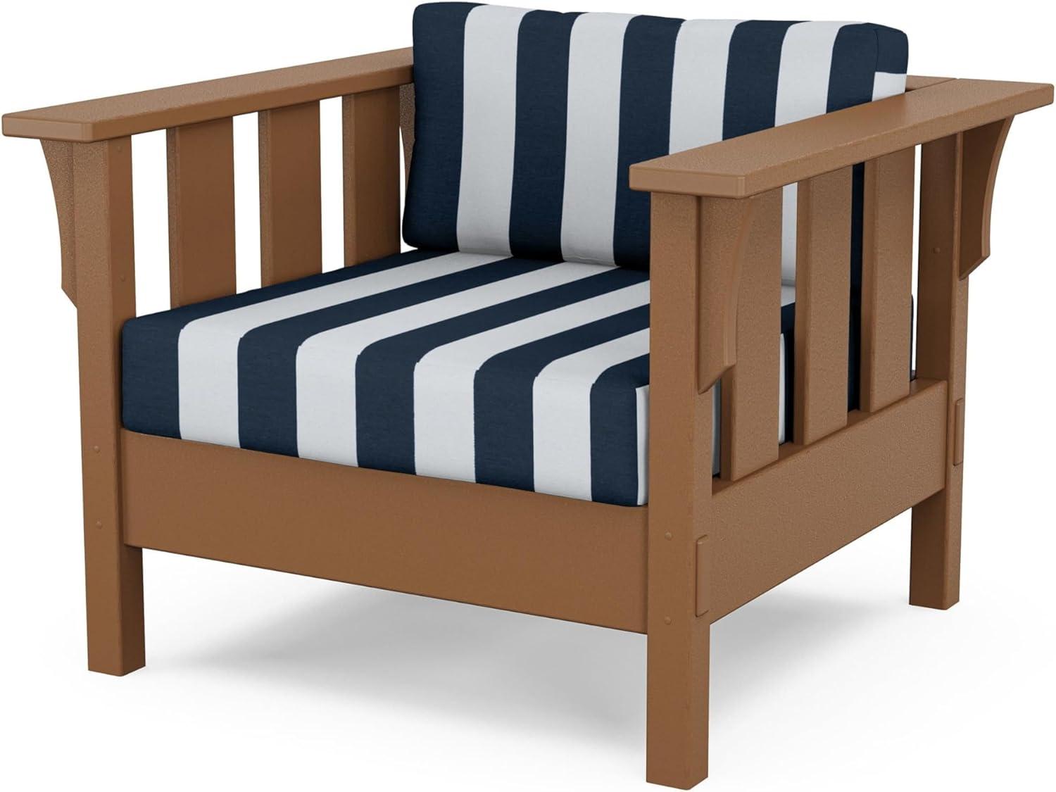 imageMartha Stewart by POLYWOOD Acadia 4Piece Deep Seating Set with Sofa in Teak Dune BurlapCabana Stripe Marine Indigo