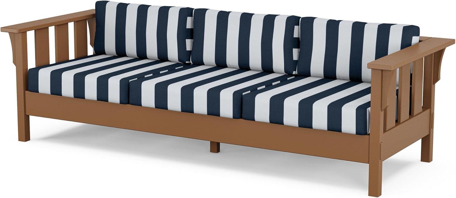 imageMartha Stewart by POLYWOOD Acadia 4Piece Deep Seating Set with Sofa in Teak Dune BurlapCabana Stripe Marine Indigo