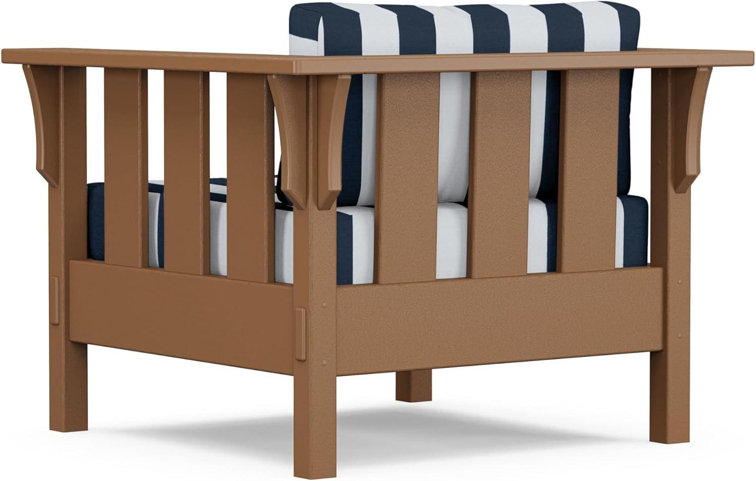 imageMartha Stewart by POLYWOOD Acadia 4Piece Deep Seating Set with Sofa in Teak Dune BurlapCabana Stripe Marine Indigo