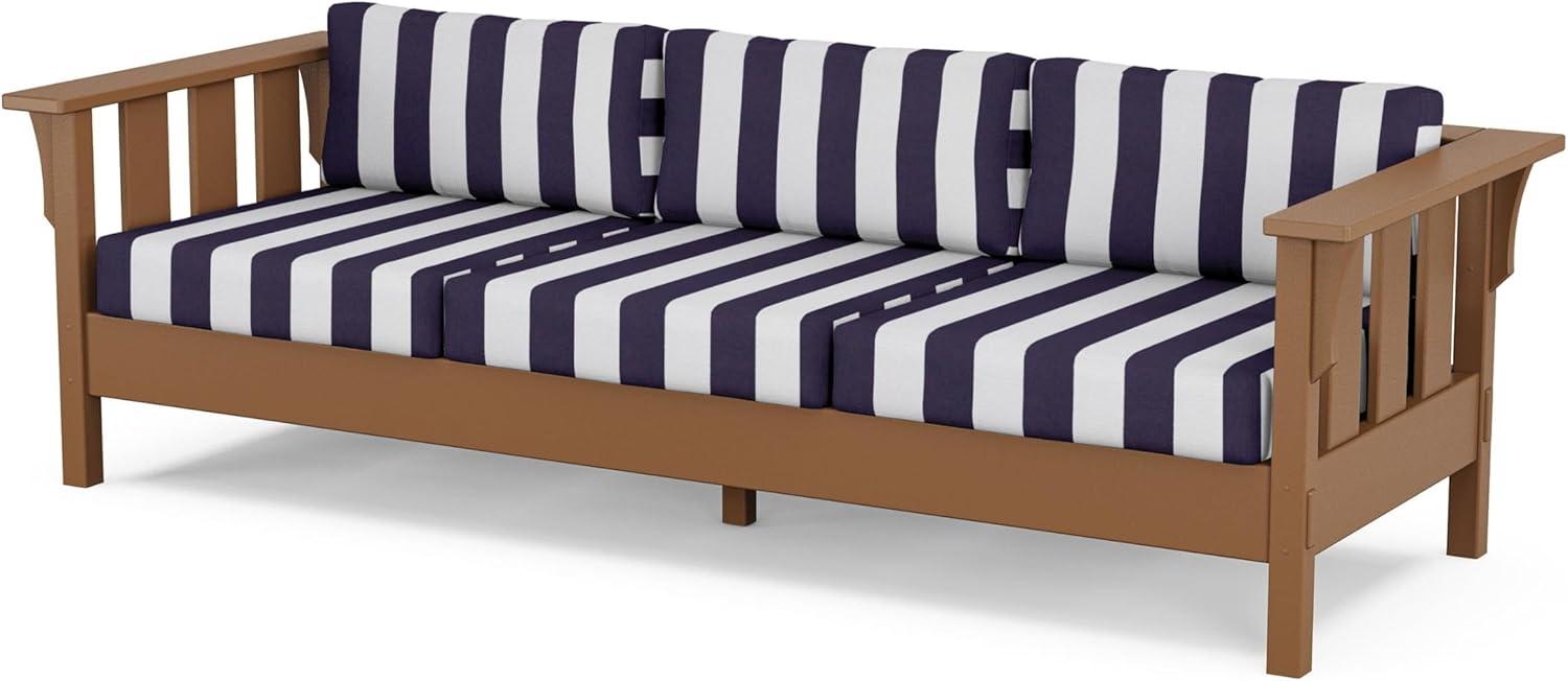 imageMartha Stewart by POLYWOOD Acadia 4Piece Deep Seating Set with Sofa in Teak Dune BurlapCabana Stripe Navy