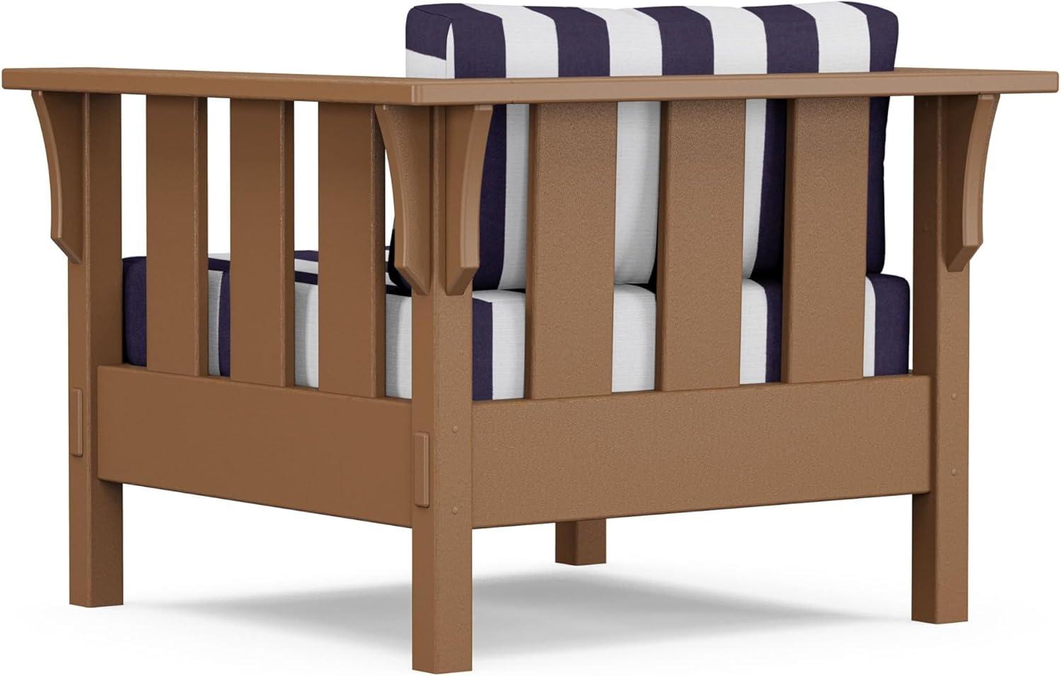 imageMartha Stewart by POLYWOOD Acadia 4Piece Deep Seating Set with Sofa in Teak Dune BurlapCabana Stripe Navy