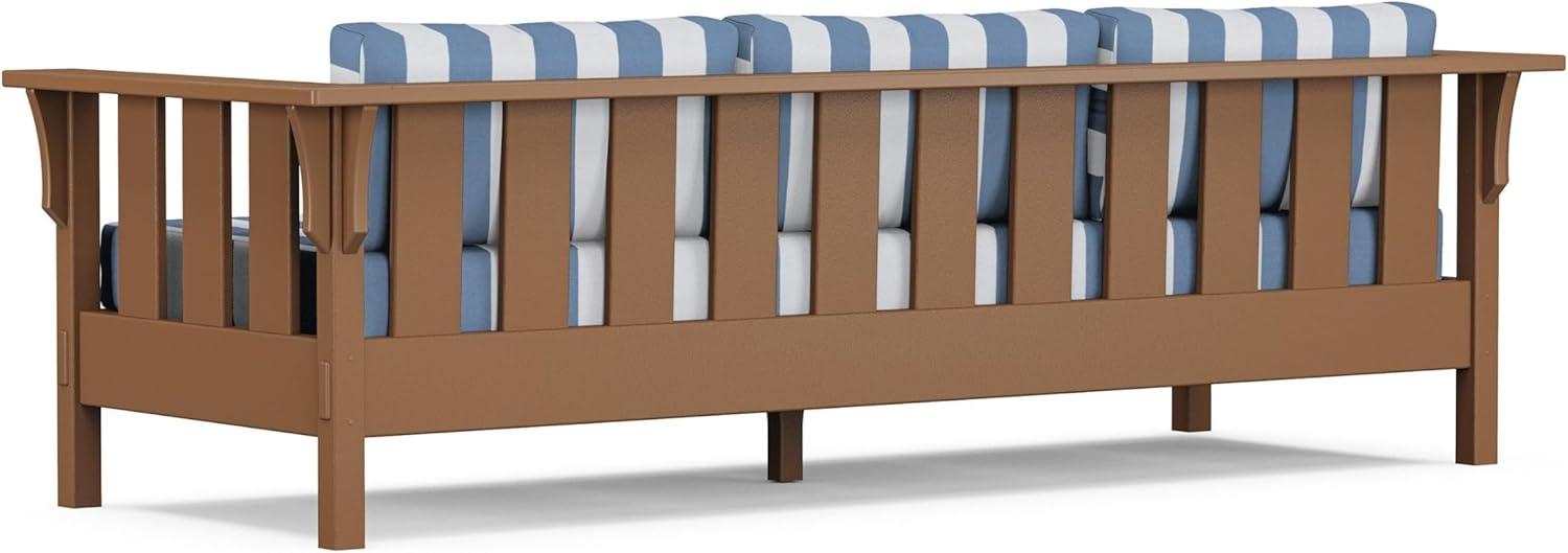 imageMartha Stewart by POLYWOOD Acadia 4Piece Deep Seating Set with Sofa in Teak Dune BurlapCabana Stripe Sky Blue