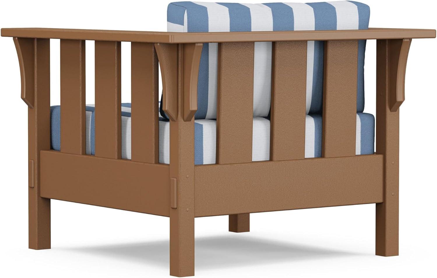 imageMartha Stewart by POLYWOOD Acadia 4Piece Deep Seating Set with Sofa in Teak Dune BurlapCabana Stripe Sky Blue