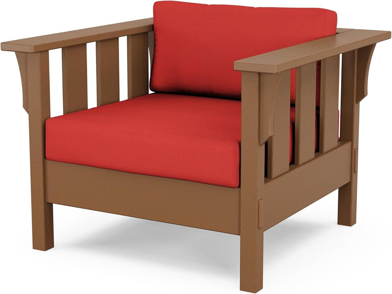 imageMartha Stewart by POLYWOOD Acadia 4Piece Deep Seating Set with Sofa in Teak Dune BurlapCrimson Linen