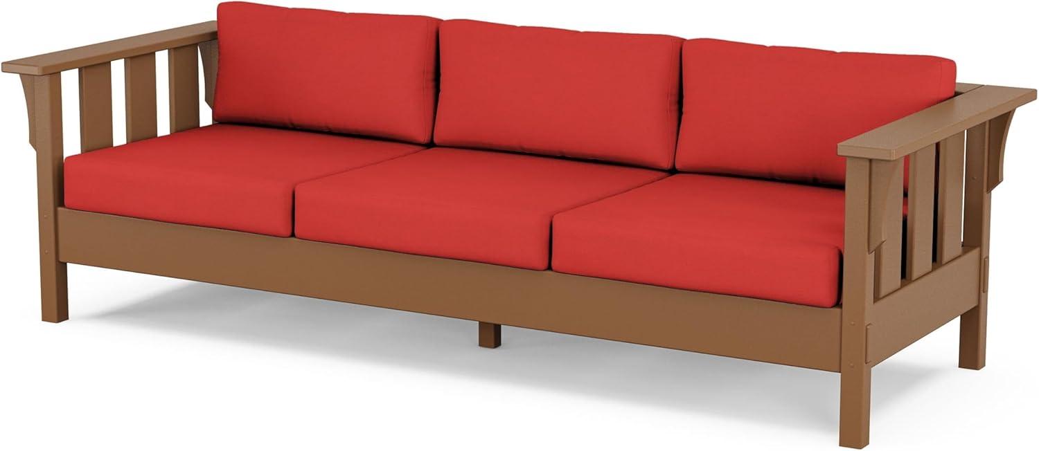 imageMartha Stewart by POLYWOOD Acadia 4Piece Deep Seating Set with Sofa in Teak Dune BurlapCrimson Linen