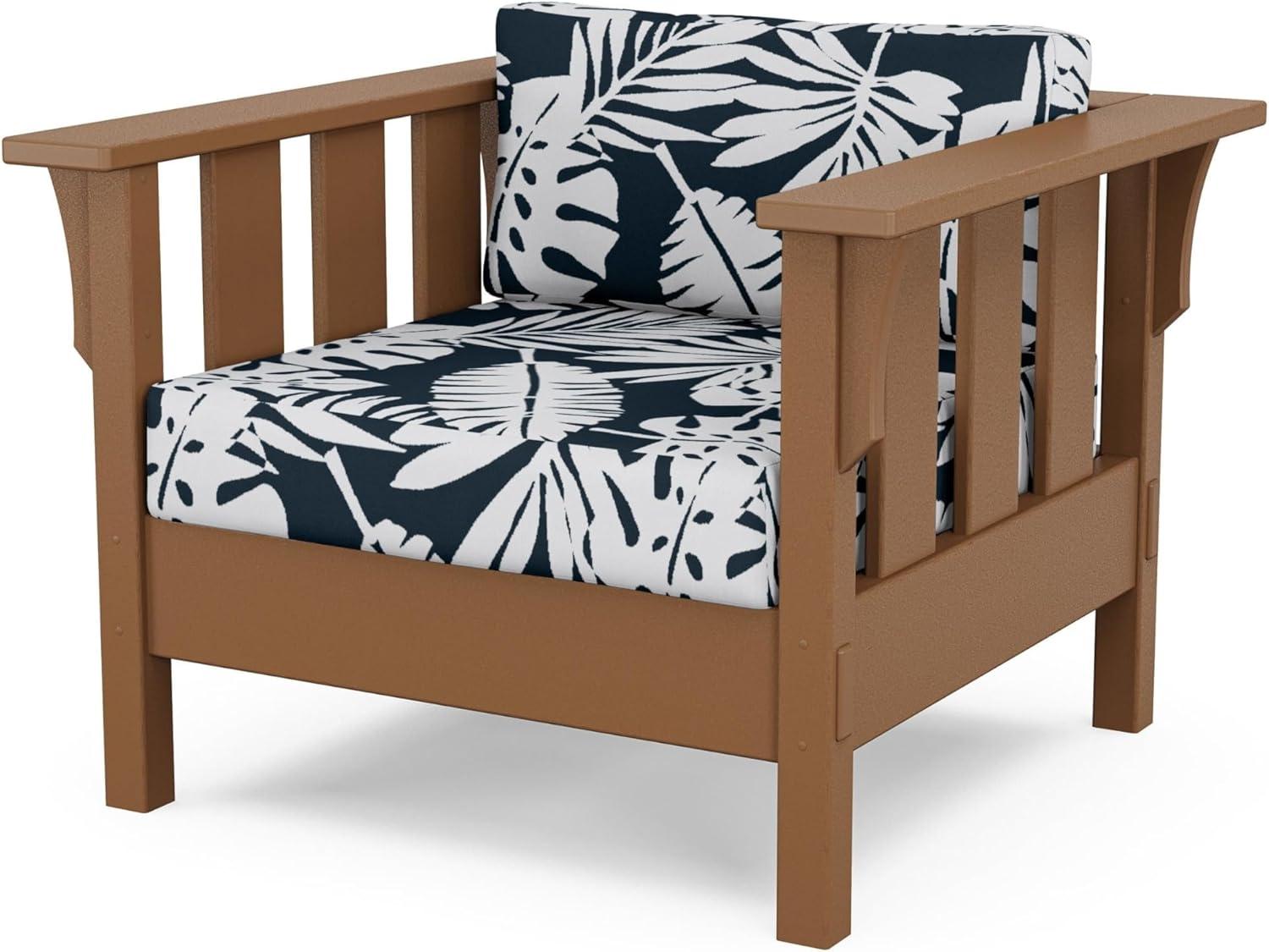 imageMartha Stewart by POLYWOOD Acadia 4Piece Deep Seating Set with Sofa in Teak Dune BurlapLeaf Marine Indigo