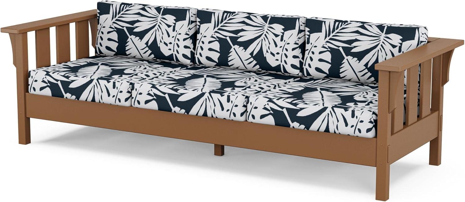 imageMartha Stewart by POLYWOOD Acadia 4Piece Deep Seating Set with Sofa in Teak Dune BurlapLeaf Marine Indigo