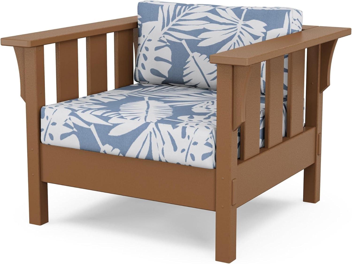 imageMartha Stewart by POLYWOOD Acadia 4Piece Deep Seating Set with Sofa in Teak Dune BurlapLeaf Sky Blue