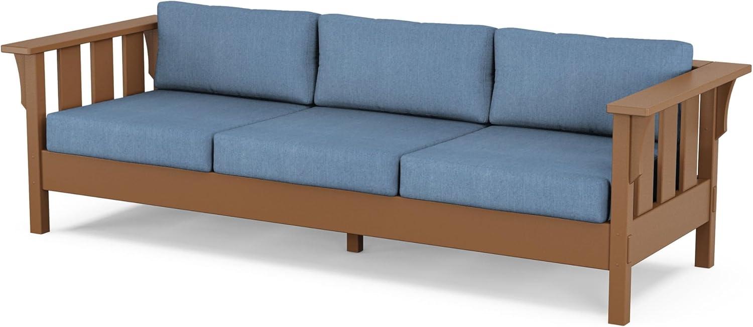 imageMartha Stewart by POLYWOOD Acadia 4Piece Deep Seating Set with Sofa in Teak Dune BurlapSky Blue