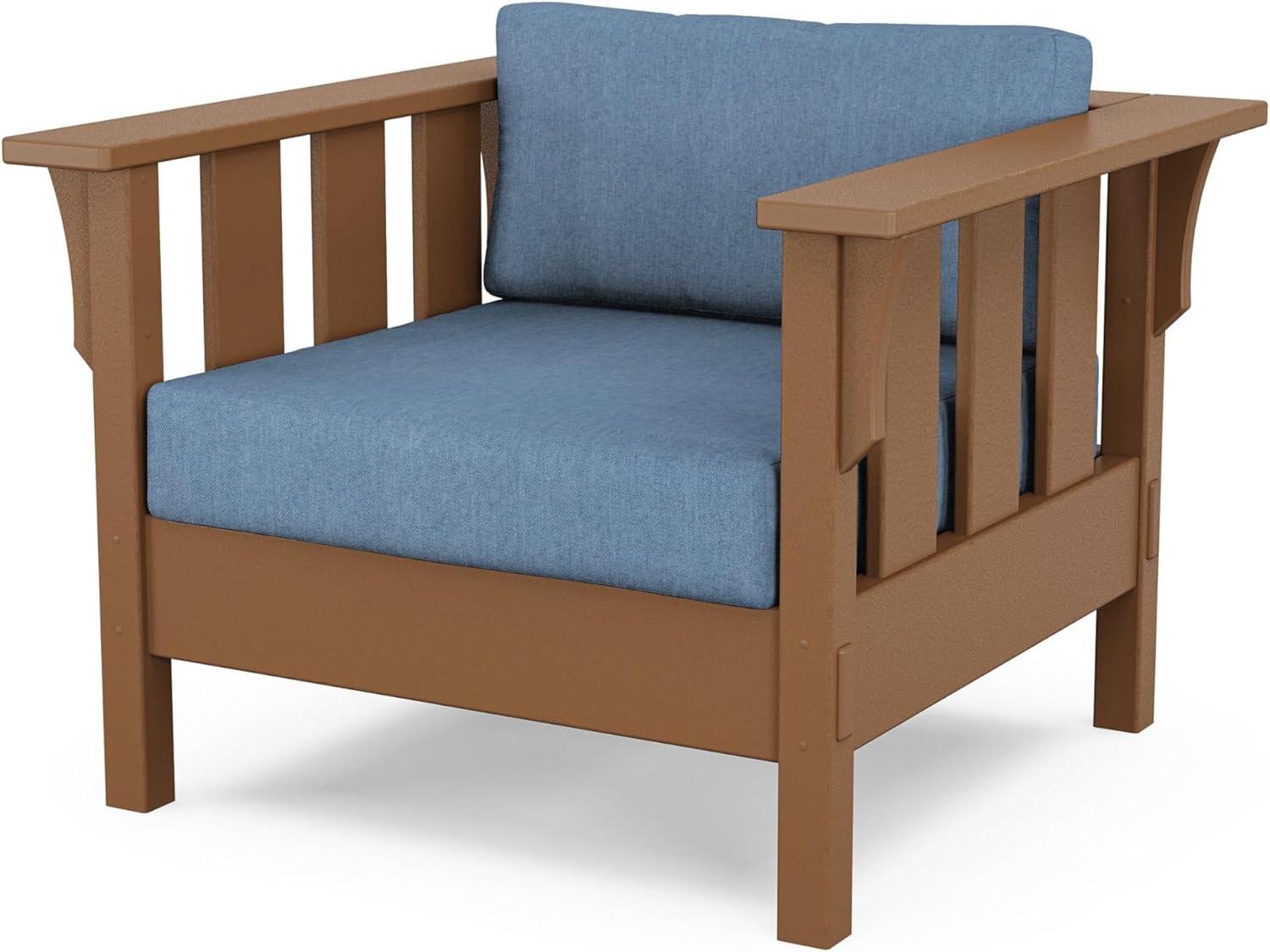 imageMartha Stewart by POLYWOOD Acadia 4Piece Deep Seating Set with Sofa in Teak Dune BurlapSky Blue